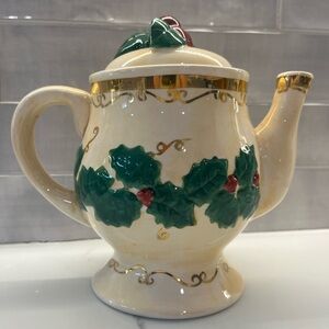 Holiday Teapot with Holly Design by Betallic
